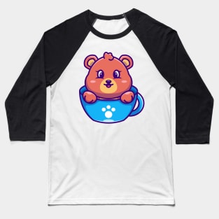 Cute bear on cup coffee cartoon Baseball T-Shirt